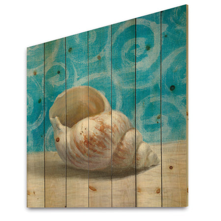 Composition from the Sea IV - Nautical & Coastal Print on Natural Pine Wood