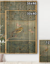 Farmhouse Triptych of Blue Ornaments And Chickadee Goldfinch - Farmhouse Print on Natural Pine Wood