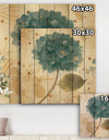 Blue Cottage Flower Hydrangea I - Farmhouse Print on Natural Pine Wood