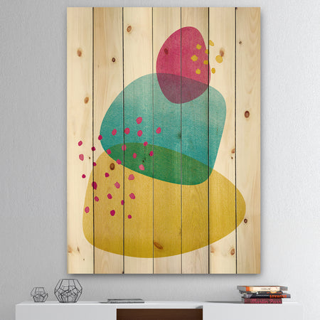 Minimal Spots Balance I - Contemporary Print on Natural Pine Wood