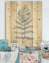 Blue Fern Print on wood II - Cabin & Lodge Print on Natural Pine Wood