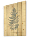 Blue Fern Print on wood I - Cabin & Lodge Print on Natural Pine Wood