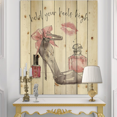 Glam Chic Accents IV - Fashion Print on Natural Pine Wood
