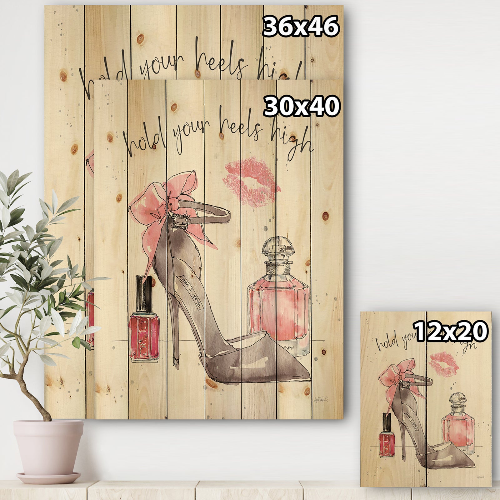 Glam Chic Accents IV - Fashion Print on Natural Pine Wood