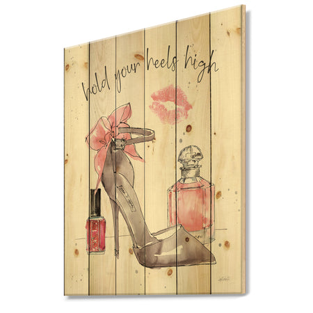 Glam Chic Accents IV - Fashion Print on Natural Pine Wood