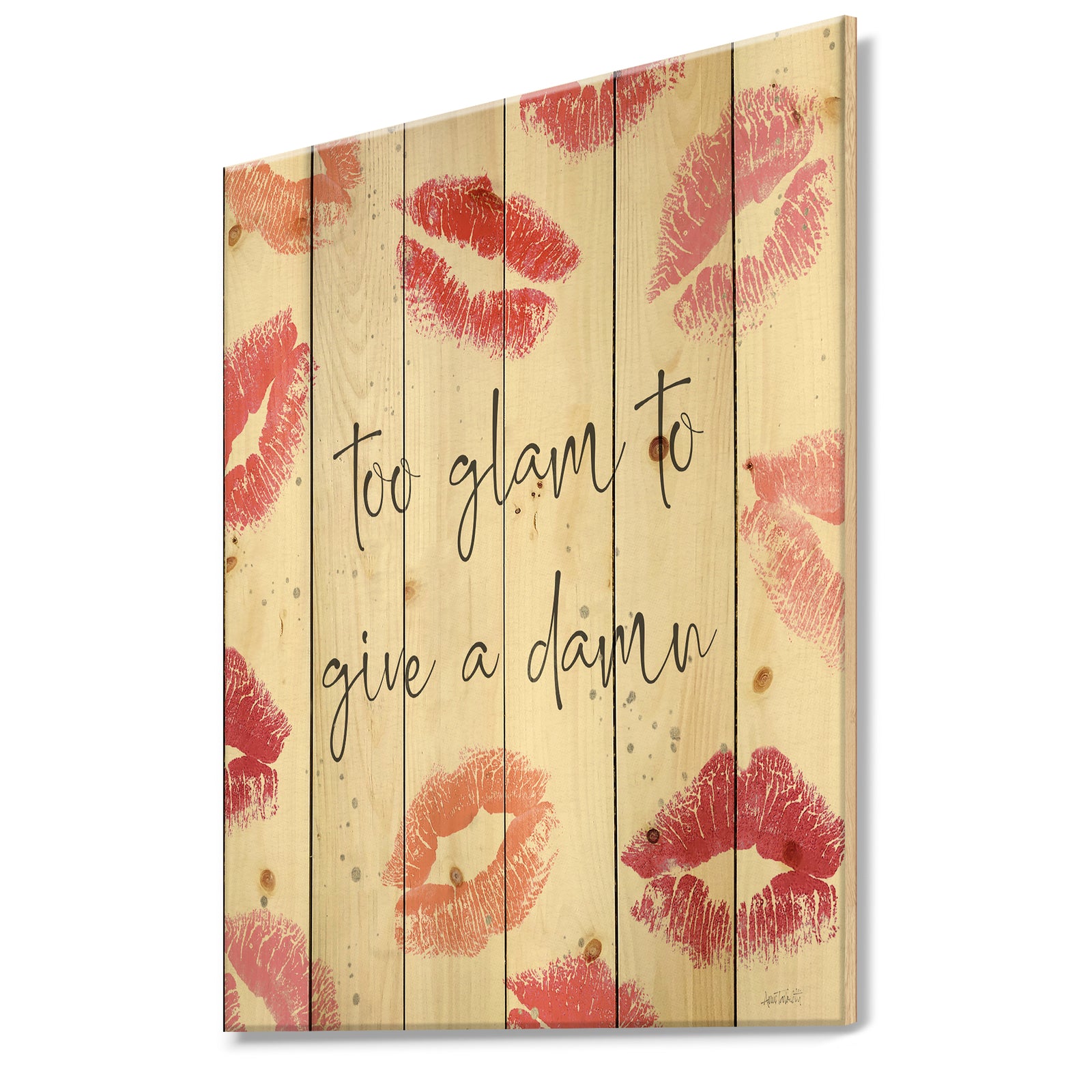 Glam Chic Accents VII - Fashion Print on Natural Pine Wood