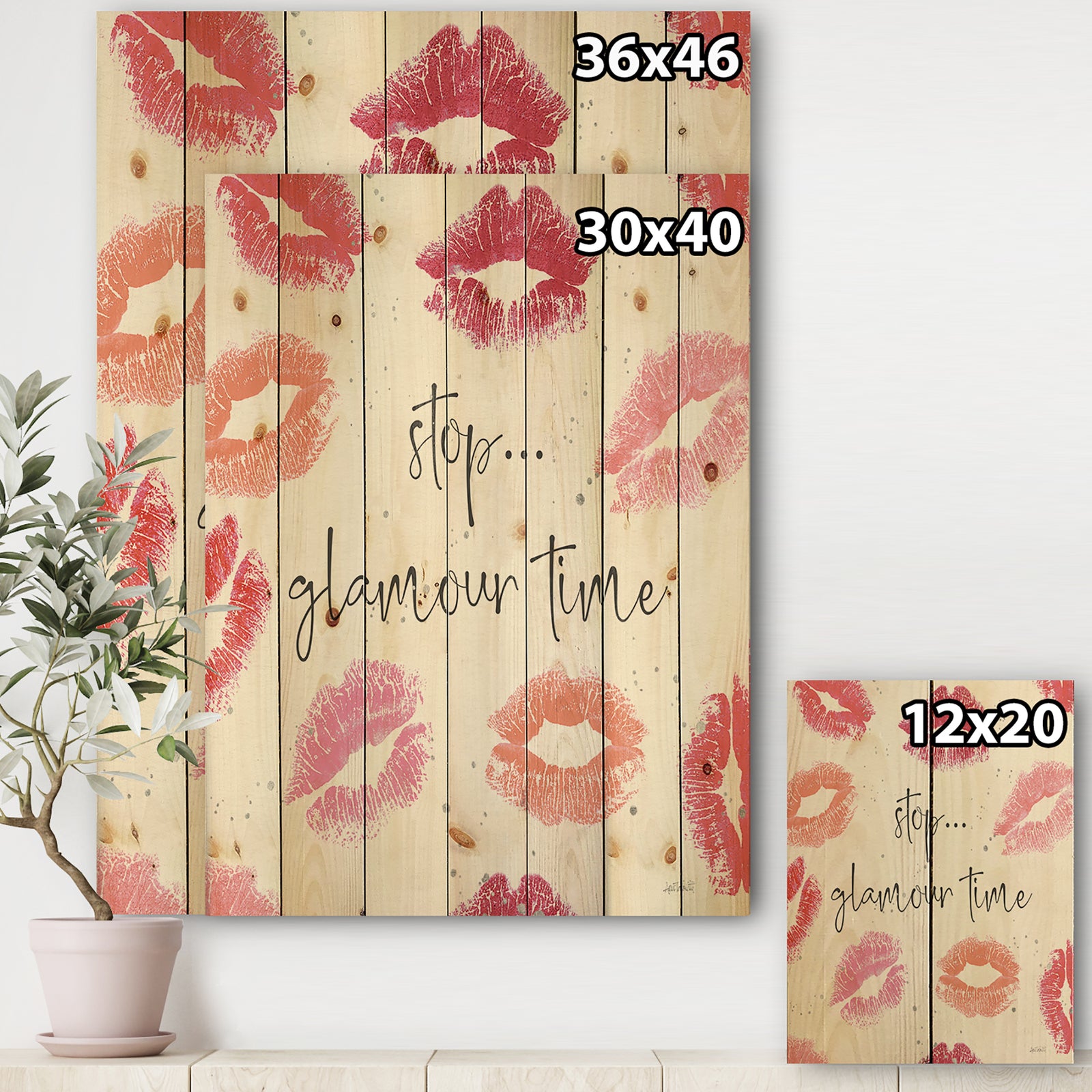 Chic Accents VI - Fashion Print on Natural Pine Wood