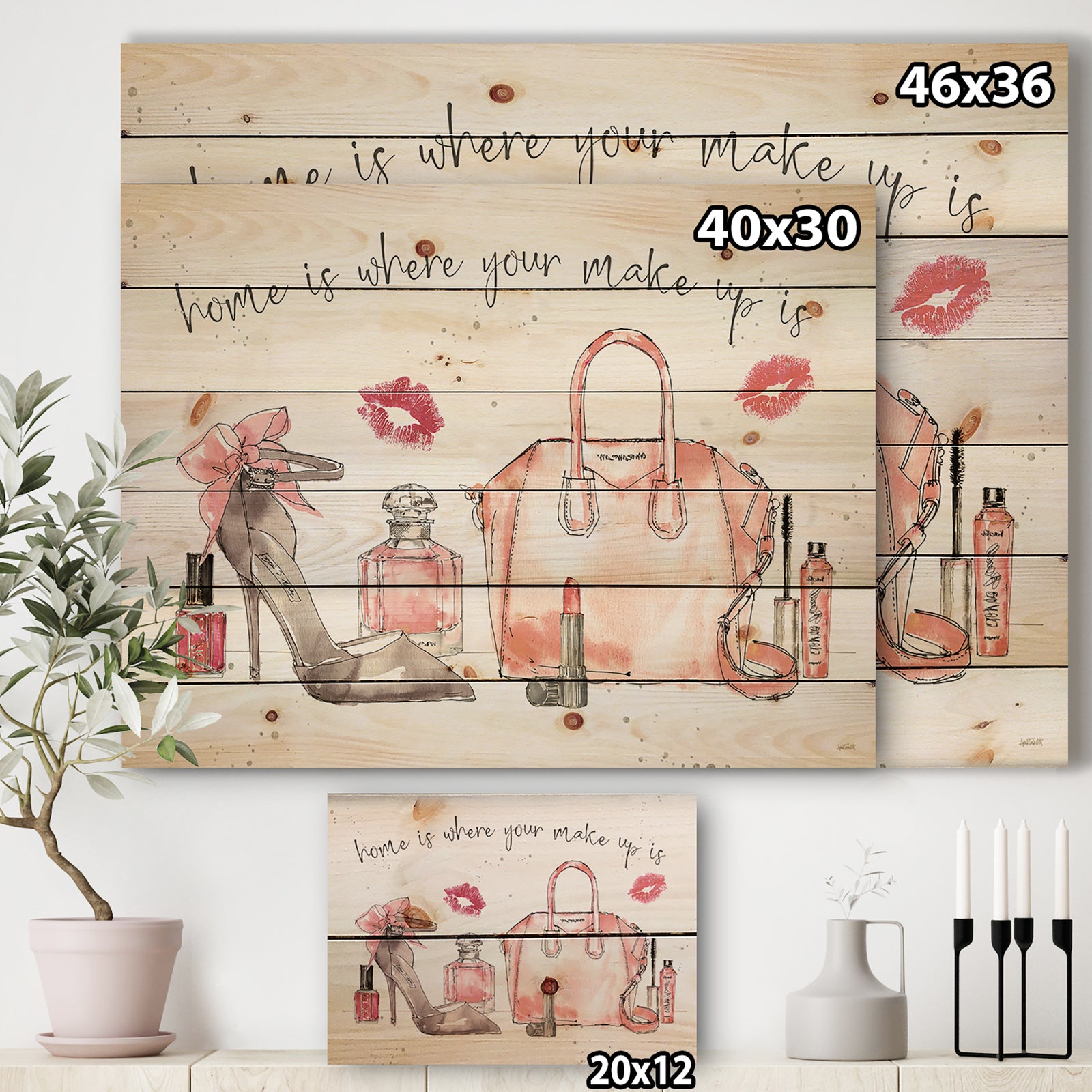 Chic Accents I - Fashion Print on Natural Pine Wood