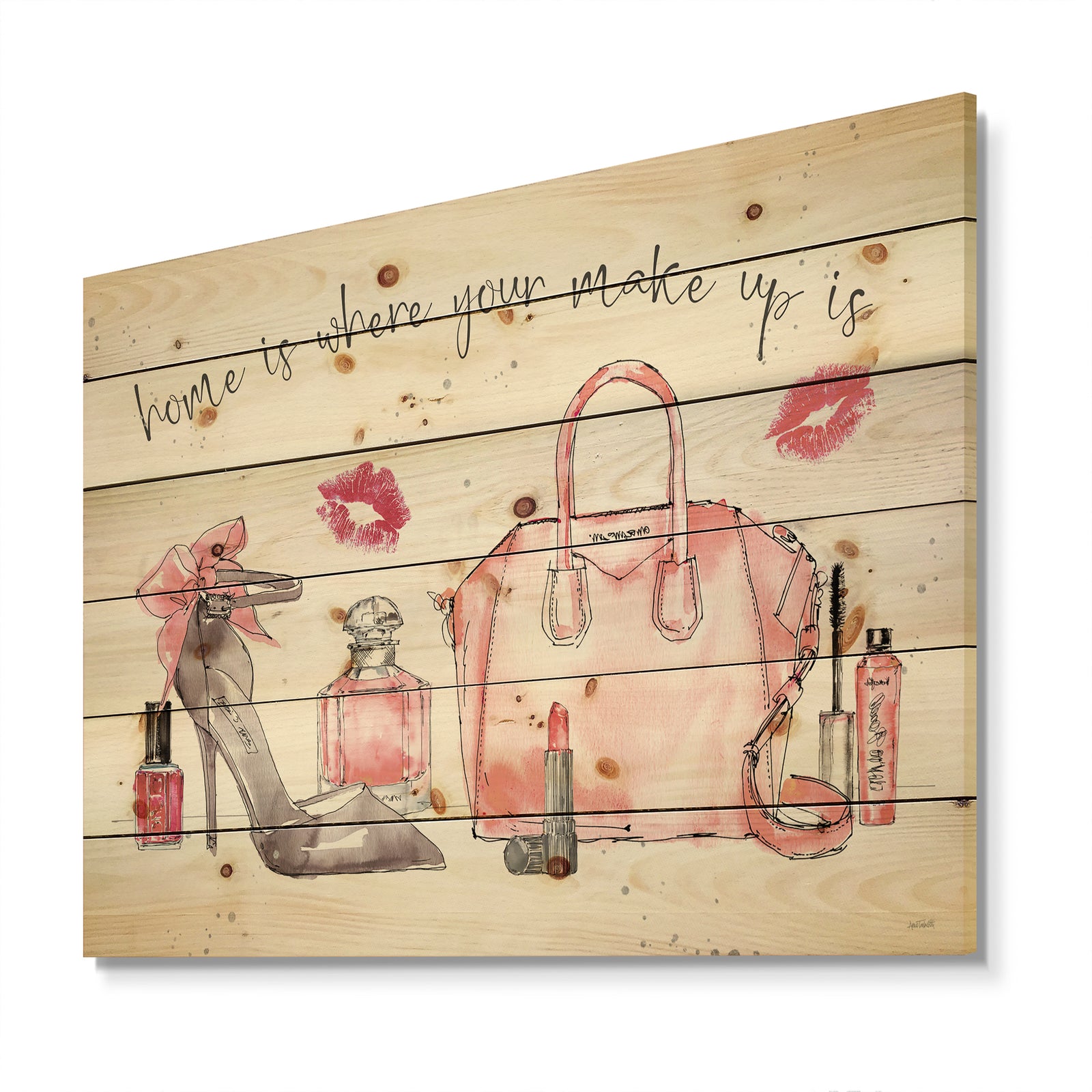 Chic Accents I - Fashion Print on Natural Pine Wood