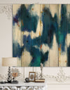 Blue Glam Texture II - Contemporary Print on Natural Pine Wood