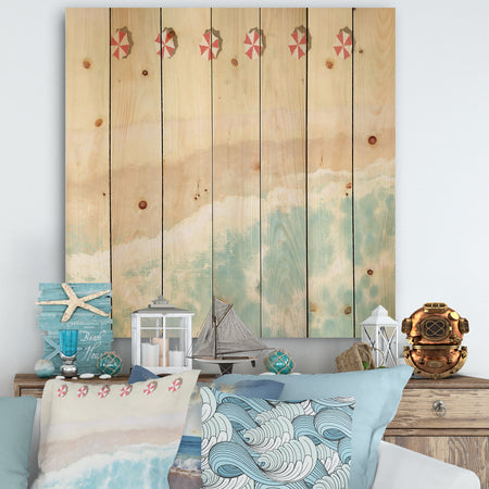 Sky Seaview I - Nautical & Coastal Print on Natural Pine Wood