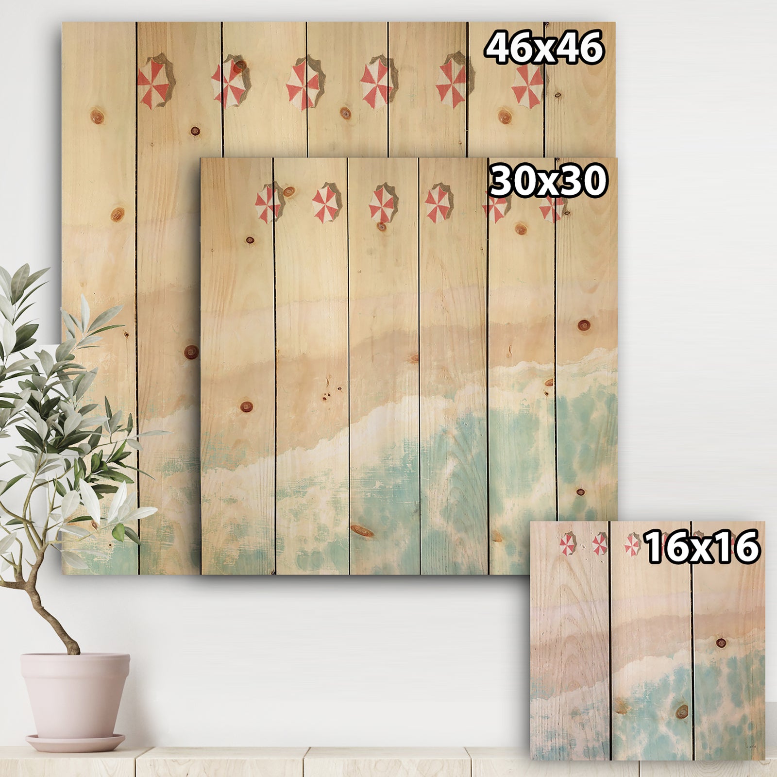 Sky Seaview I - Nautical & Coastal Print on Natural Pine Wood