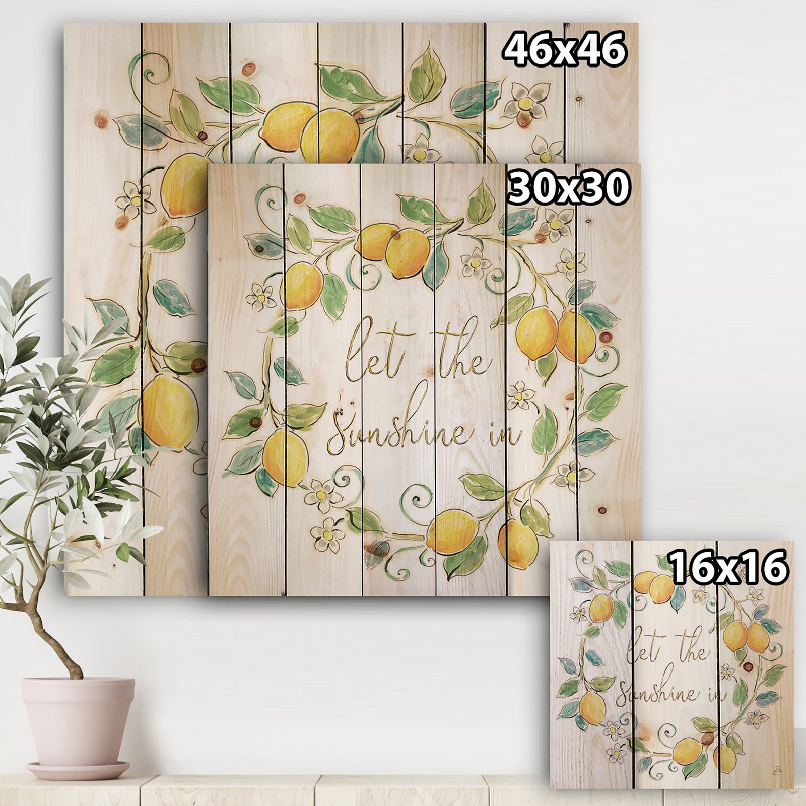 Mediterranean Breeze XII - Farmhouse Print on Natural Pine Wood
