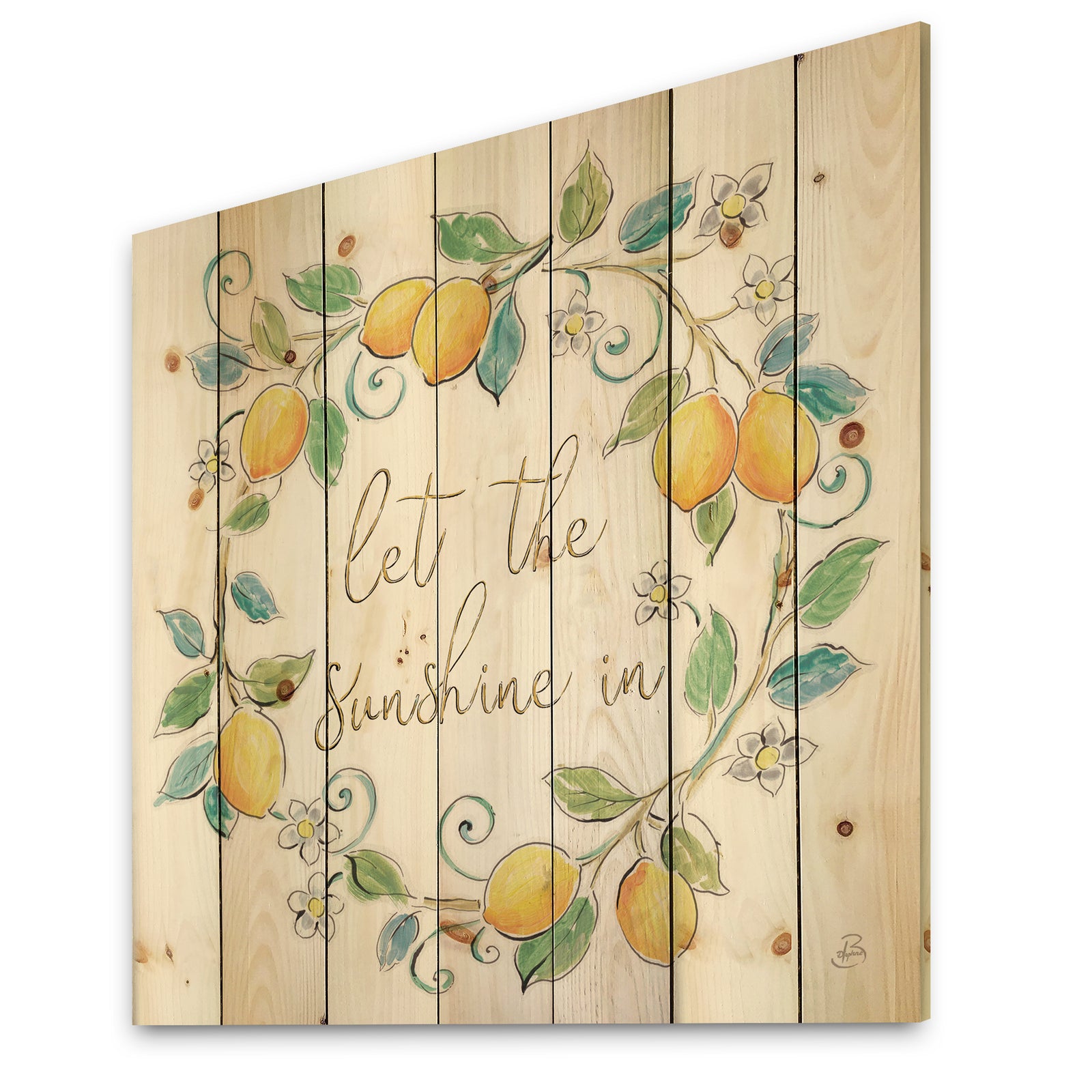 Mediterranean Breeze XII - Farmhouse Print on Natural Pine Wood