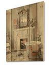 French Bath La baignoire II - Traditional Bathroom Print on Natural Pine Wood