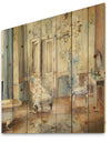 French Boudoir Bath I - Traditional Bathroom Print on Natural Pine Wood