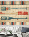 Watercolor Nautical paddles - Nautical & Coastal Print on Natural Pine Wood