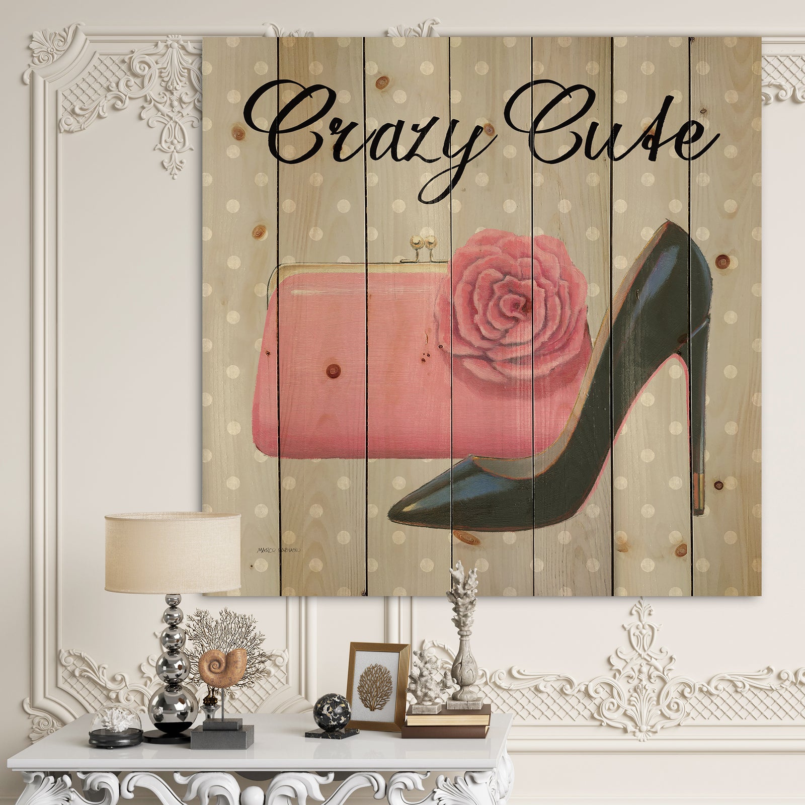 Glam fashion High Heels I - Fashion Print on Natural Pine Wood