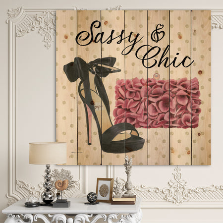 Glam fashion High Heels II - Posh & Luxe Print on Natural Pine Wood