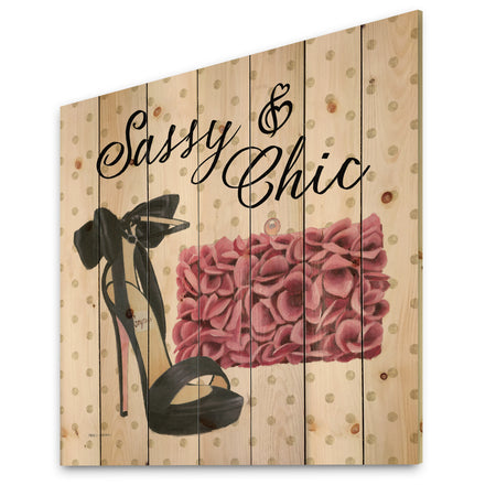 Glam fashion High Heels II - Posh & Luxe Print on Natural Pine Wood