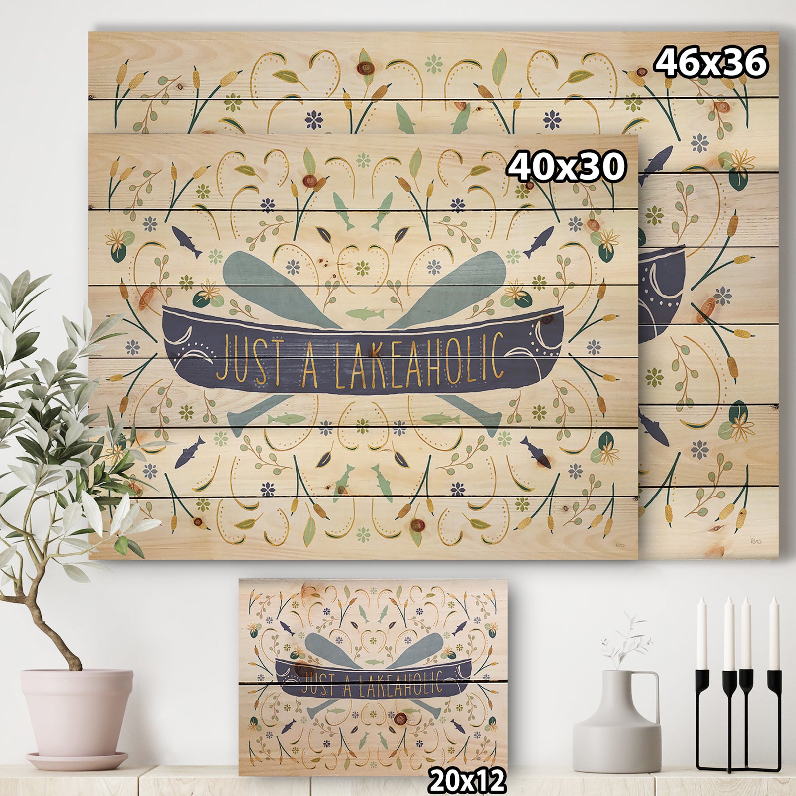 Just a Lakeaholic - Lake House Print on Natural Pine Wood