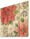 Country Flower snowflakes III - Farmhouse Print on Natural Pine Wood