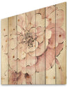 Indigold Shabby Peonies Pink - Farmhouse Print on Natural Pine Wood