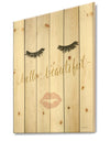 fashion Glam Lips on Gold I - Posh & Luxe Print on Natural Pine Wood