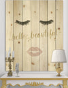 fashion Glam Lips on Gold I - Posh & Luxe Print on Natural Pine Wood