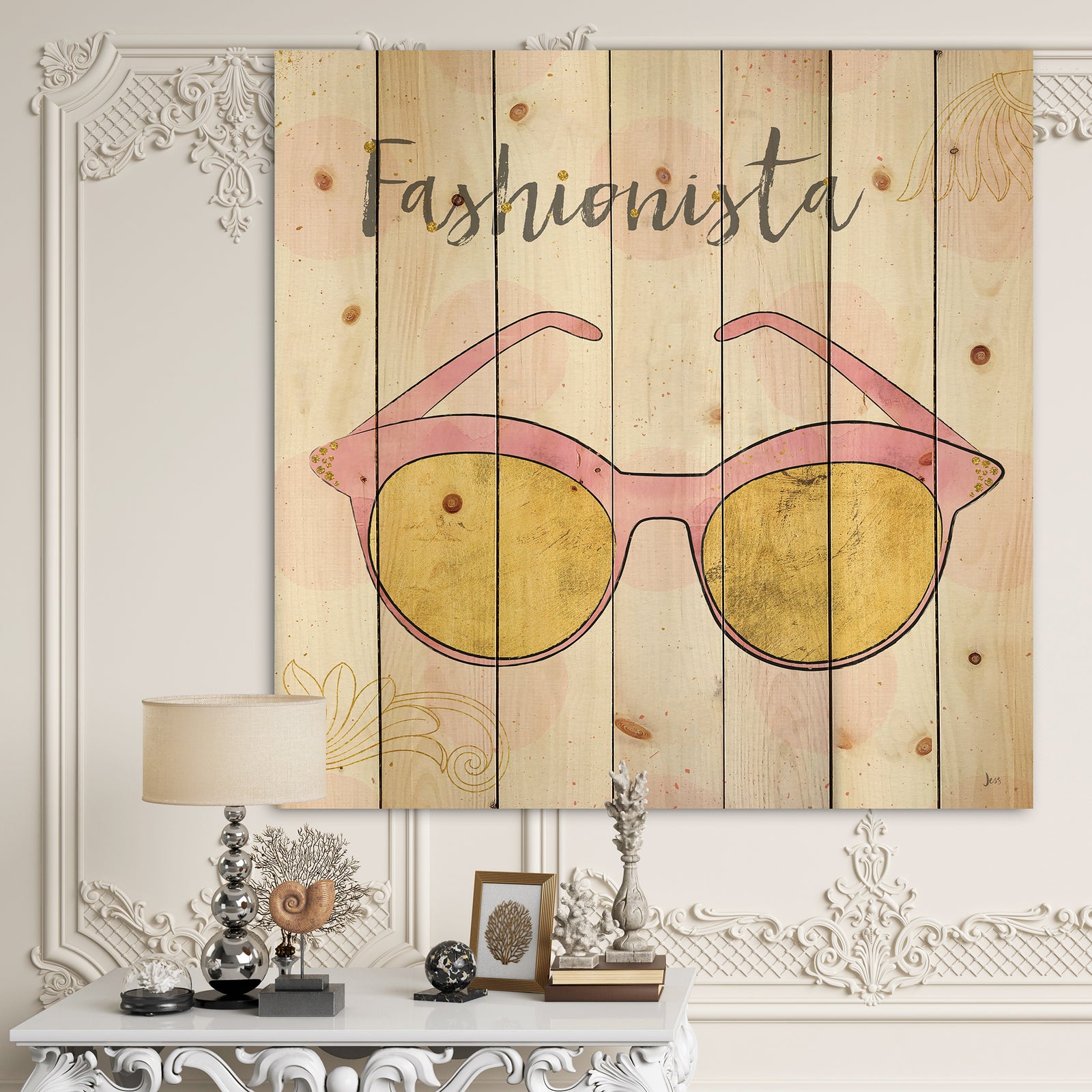 Fashion Glam Accessories Pink - Posh & Luxe Print on Natural Pine Wood