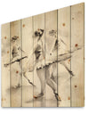 watercolors Ballerinas Dance I - French Country Print on Natural Pine Wood