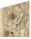 Indigold Grey Peonies I - Farmhouse Print on Natural Pine Wood