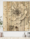 Indigold Grey Peonies I - Farmhouse Print on Natural Pine Wood