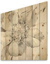 Indigold Grey Peonies III - Farmhouse Print on Natural Pine Wood