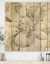 Indigold Grey Peonies III - Farmhouse Print on Natural Pine Wood