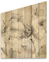 Indigold Grey Peonies IV - Farmhouse Print on Natural Pine Wood