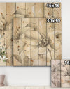 Indigold Grey Peonies IV - Farmhouse Print on Natural Pine Wood