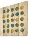 Green Tones Geometric Circles - Mid-Century Modern Print on Natural Pine Wood