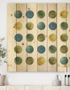 Green Tones Geometric Circles - Mid-Century Modern Print on Natural Pine Wood