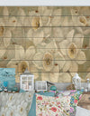 Pure Pastel White flowers - Farmhouse Print on Natural Pine Wood