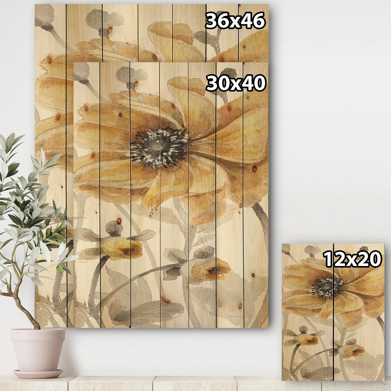 Fields of Gold VIII - Farmhouse Print on Natural Pine Wood