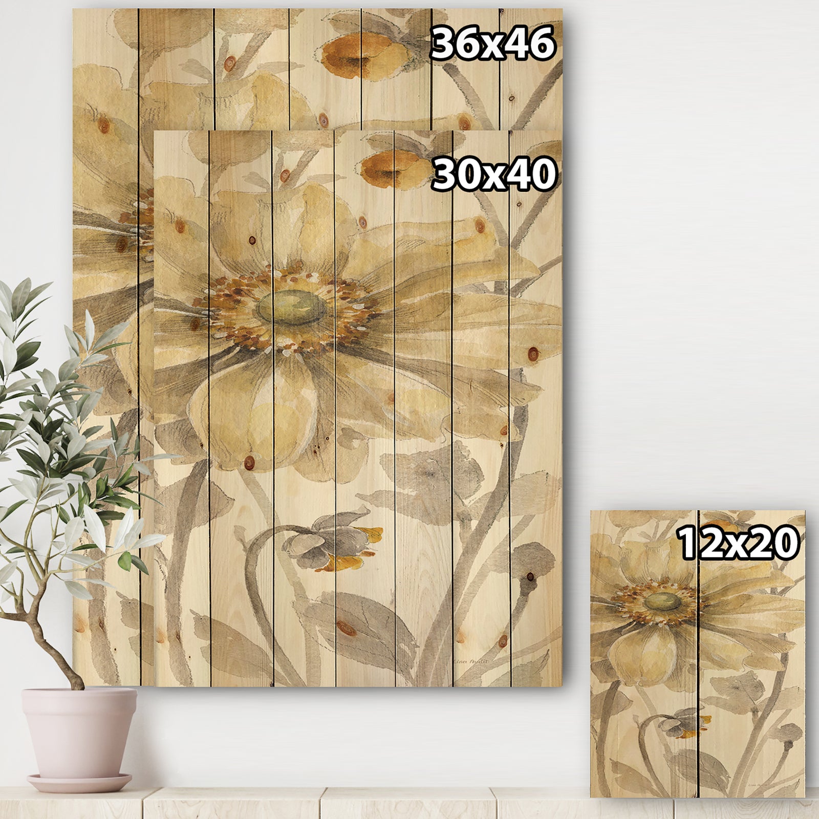 Fields of Gold IV - Farmhouse Print on Natural Pine Wood