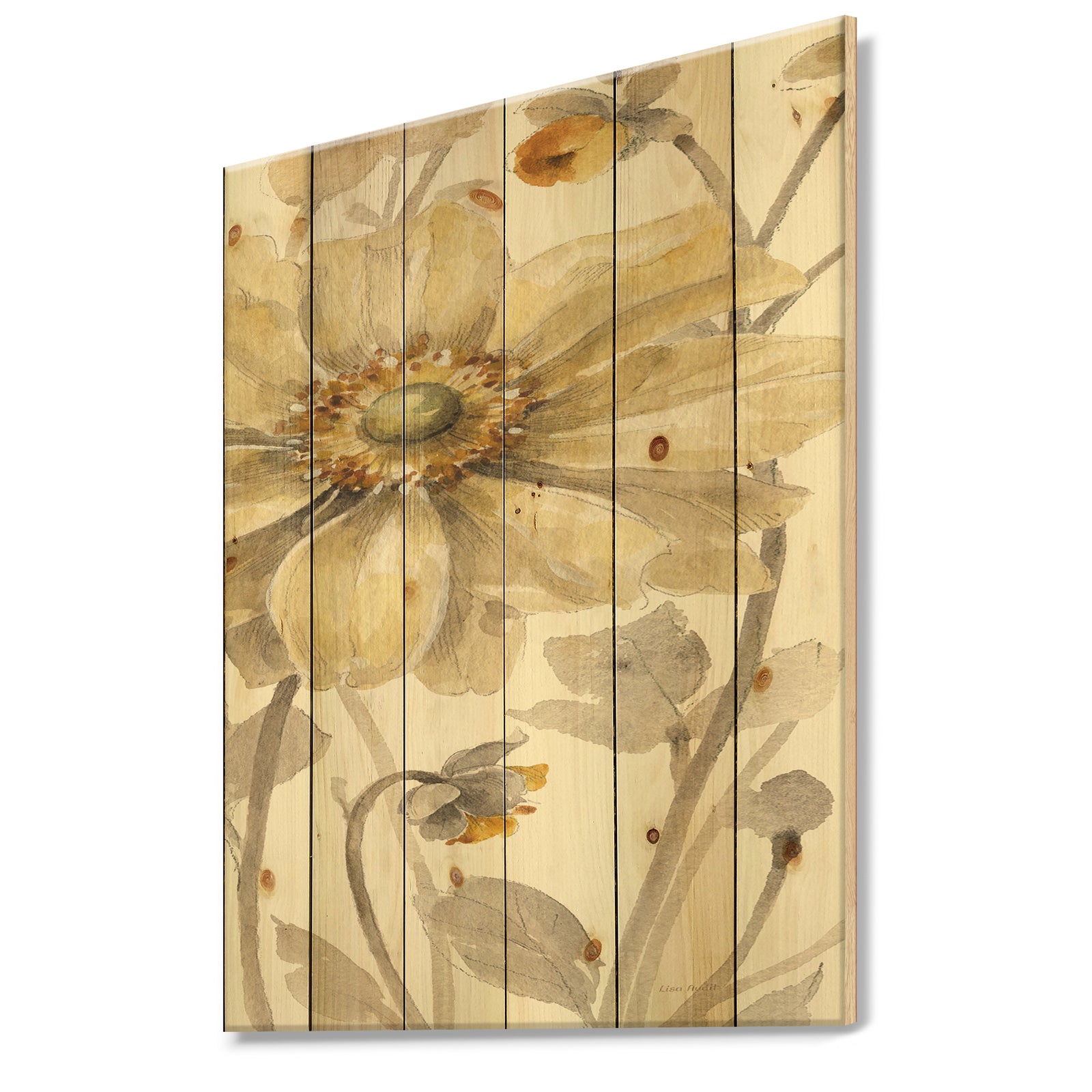Fields of Gold IV - Farmhouse Print on Natural Pine Wood
