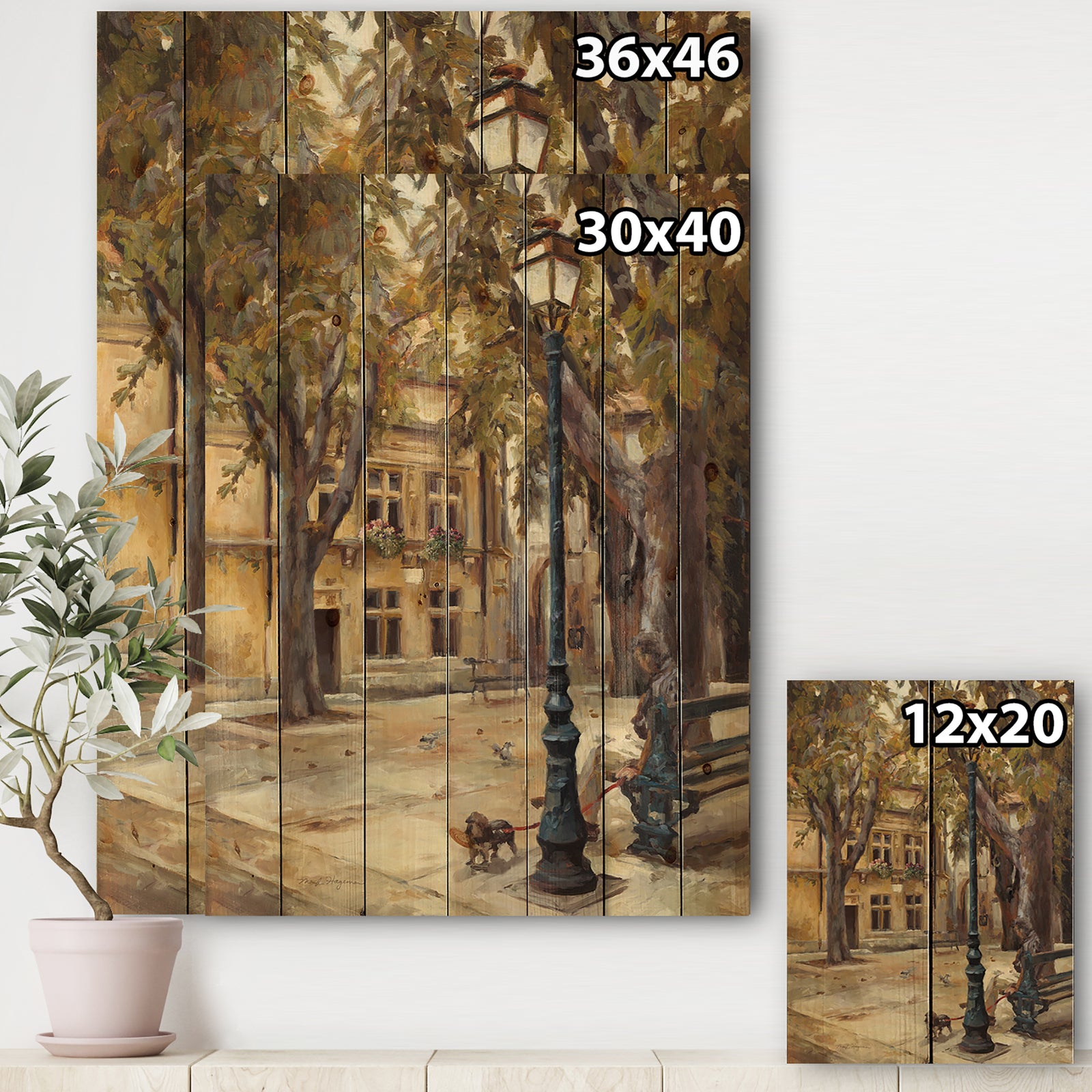 Provence French Village II - French Country Print on Natural Pine Wood