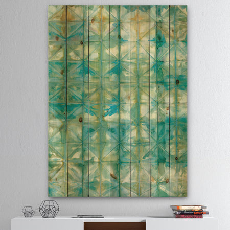 Blue diamonds minimal geometric I - Transitional Print on Natural Pine Wood