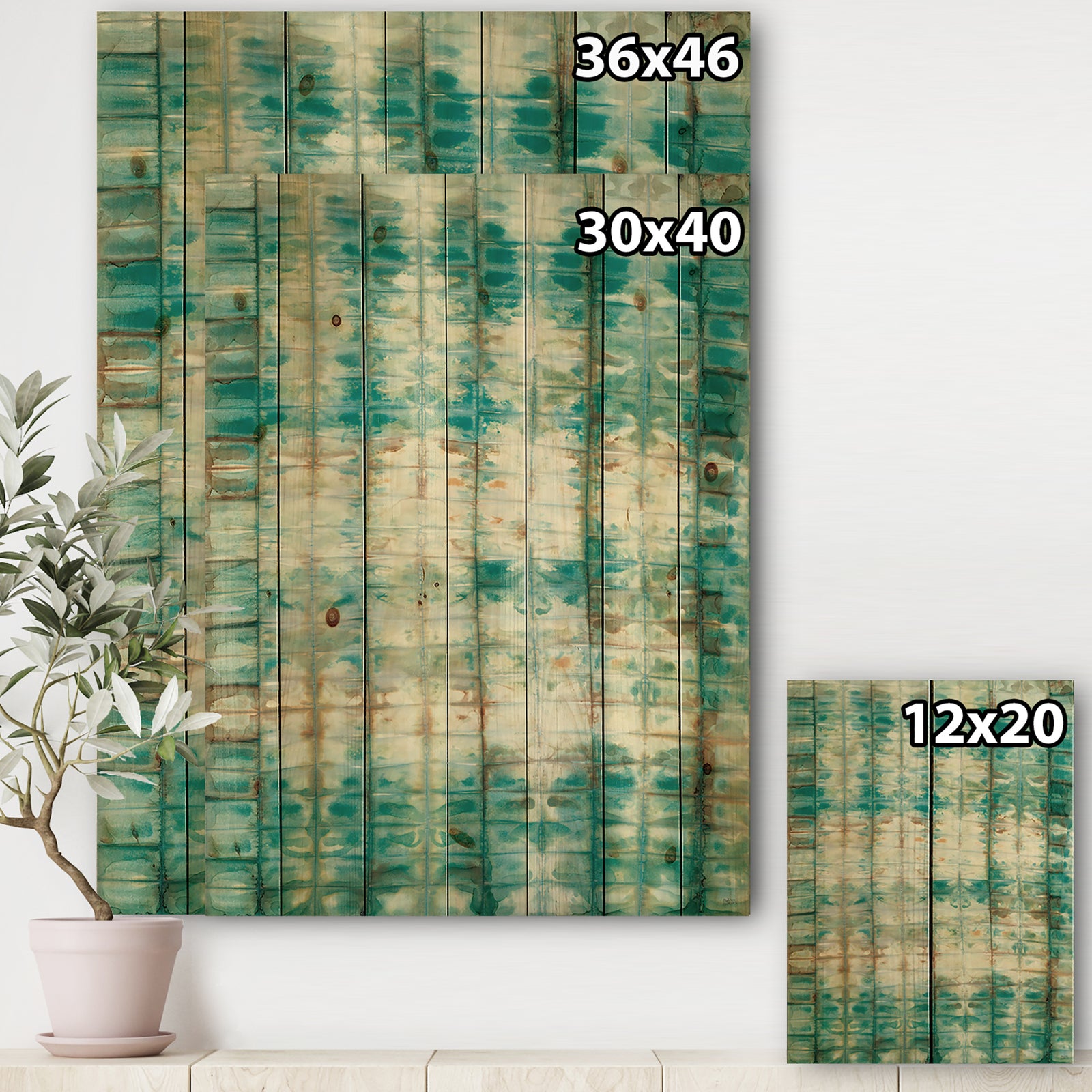 Blue diamonds minimal geometric II - Transitional Print on Natural Pine Wood