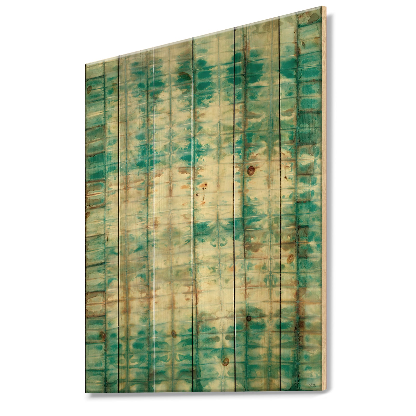 Blue diamonds minimal geometric II - Transitional Print on Natural Pine Wood
