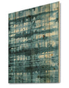 Indigo watercolor geometrical V - Contemporary Print on Natural Pine Wood