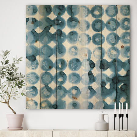 Indigo watercolor geometrical VI - Contemporary Print on Natural Pine Wood