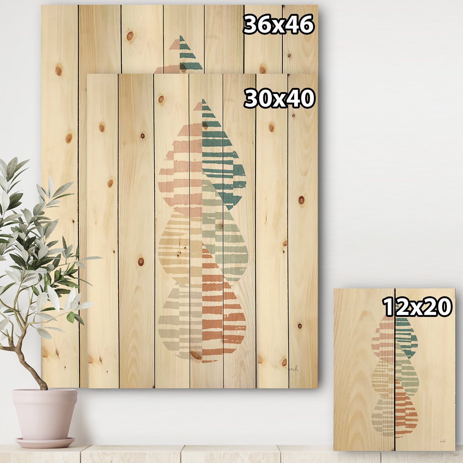Abstract Orange Drops Meditate IV - Contemporary Print on Natural Pine Wood
